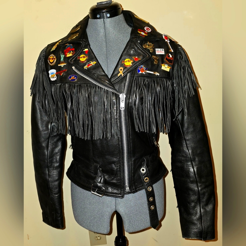 Black Leather Fringe Jacket